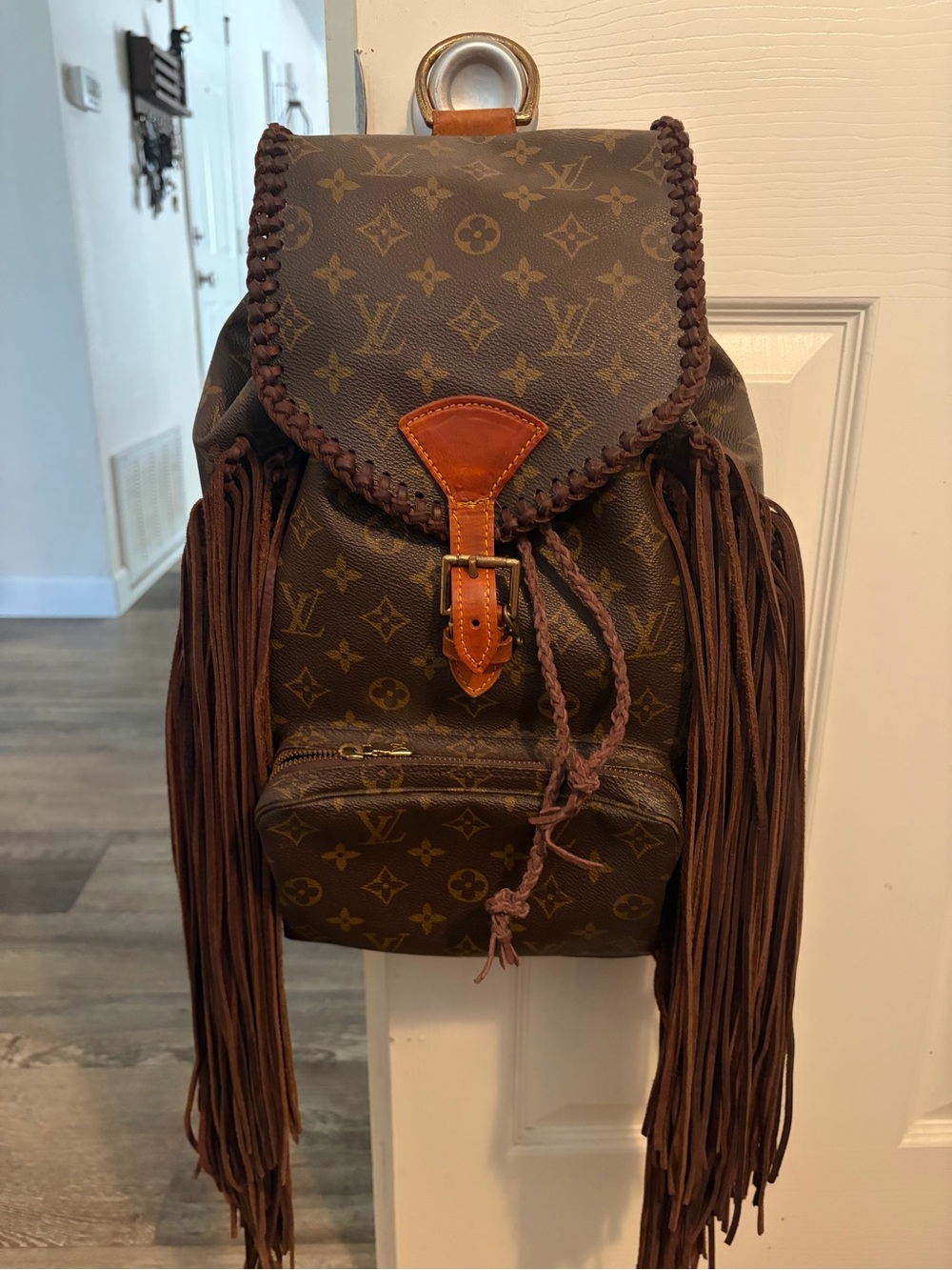 Vintage Boho Louis Vuitton large backpack with fringe
